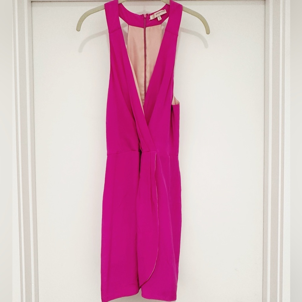 Lavender Brown Fuchsia Silk Mini Dress - Picture 4 of 6